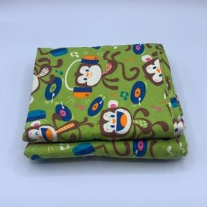 Pair of Handmade Flannel Dancing Monkey Beats Music Album Pillowcases